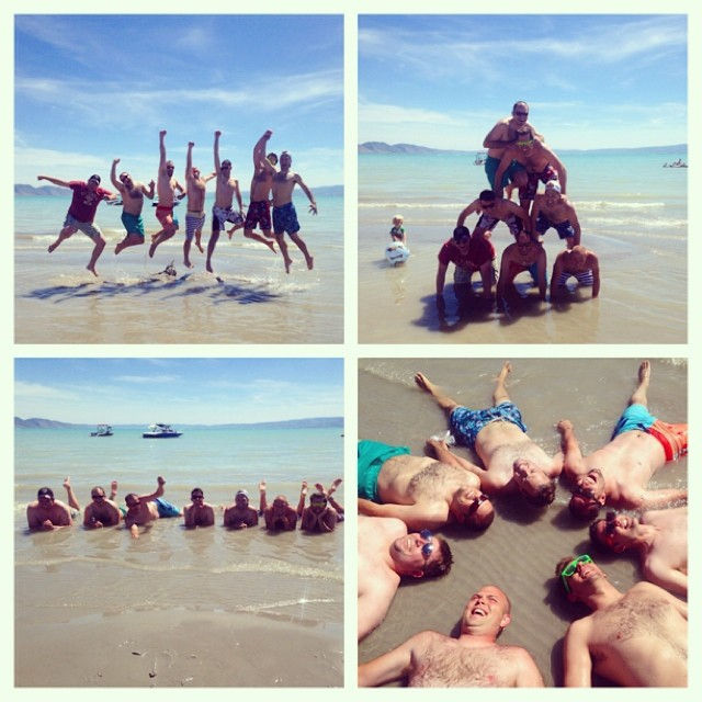 dustin with fellow missionaries enjoying the beach